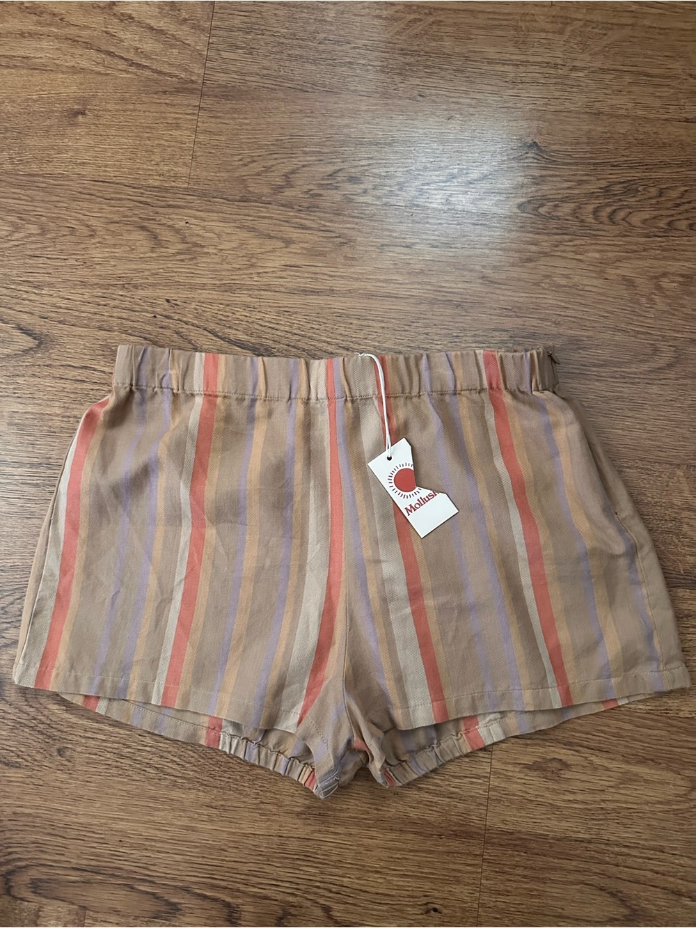 Mollusk Cabana Clay Striped shorts cotton elastic waist size medium NWT